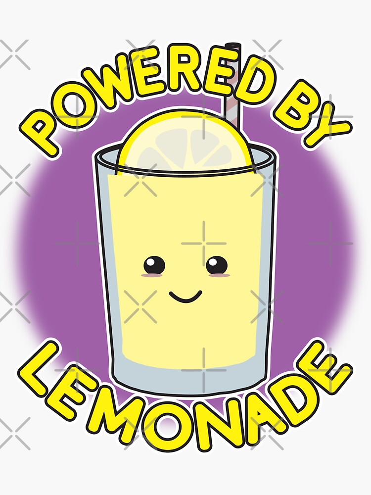 “Funny Cute Kawaii Powered by Lemonade Graphic Text Design " Sticker
