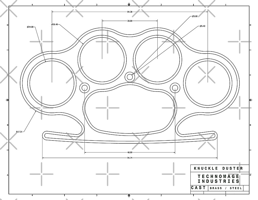 "Knuckle duster plain schematic" by aromis Redbubble
