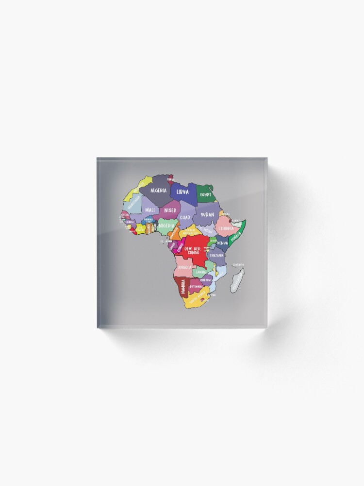colorful-map-of-africa-with-country-names-colored-african-continent-acrylic-block-for-sale-by-mashmosh-redbubble for Free Printable Map Of Africa With Countries Colorful map of Africa with country names, colored African Continent