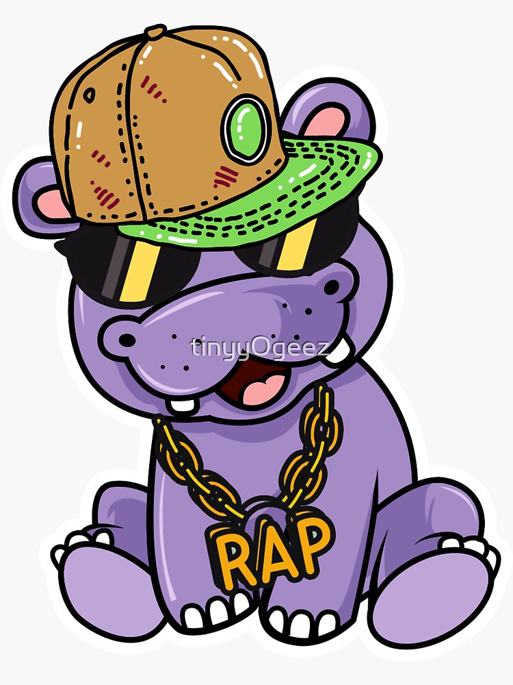 Cute Gangster Tiny OGeez Hippo Sticker