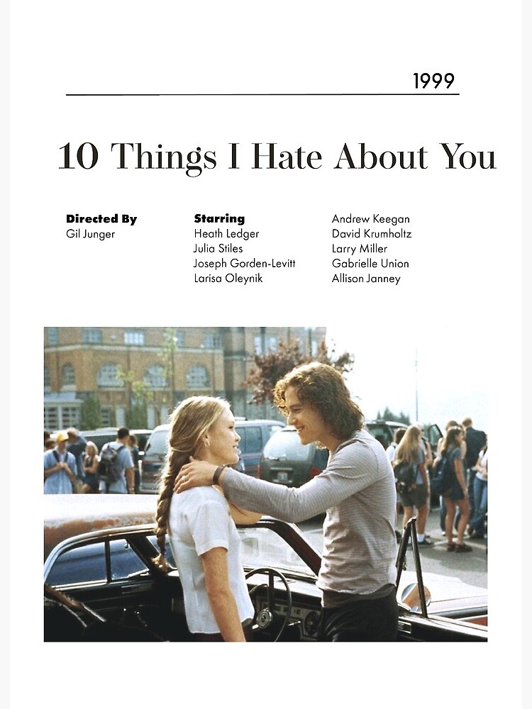 10 Things I Hate About You Poster, 10 Things I Hate Print, Retro Movie,  Aesthetic Poster, Minimalist Art, Movie Poster, Wall Decor 