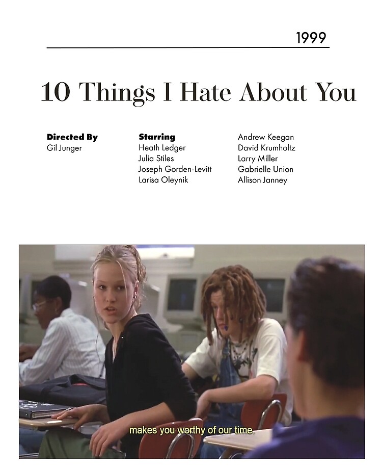 10 Things I Hate About You 90s movie Poster Poster for Sale by tryohall