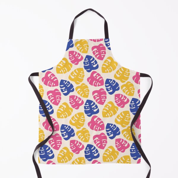 Item preview, Pink, yellow, blue monstera leaves on beige background designed and sold by IrinaOstapenko.