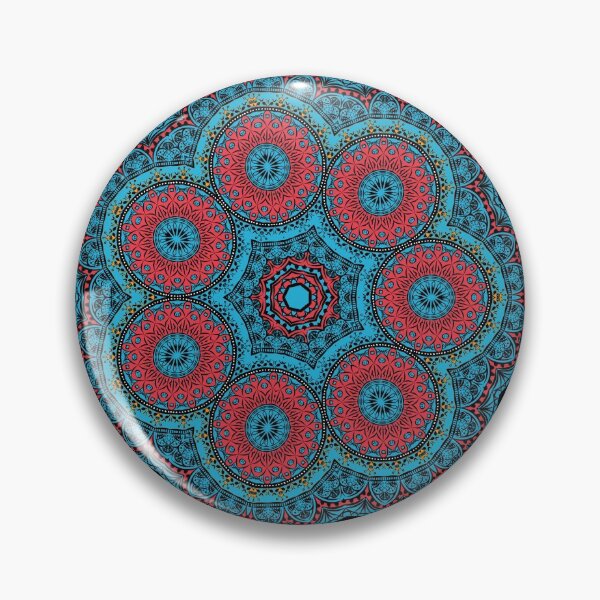 Artikelvorschau, Rotes und blaues kaleidoskopisches Blumenmandala entworfen und verkauft von Matbu7.