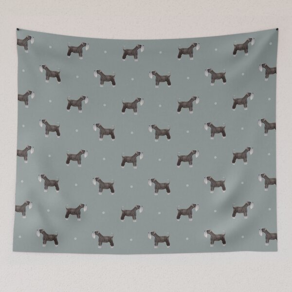 Item preview, Side facing Schnauzer repeat pattern Dusty Blue designed and sold by PawsomeGifts.