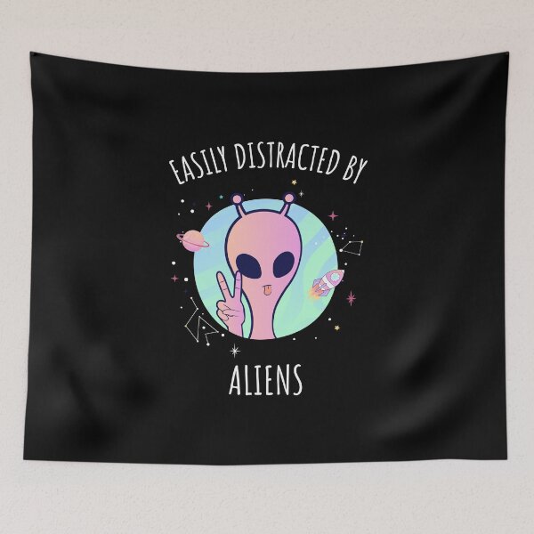 Item preview, easily distracted by aliens - cute alien  designed and sold by SunsetCloud.