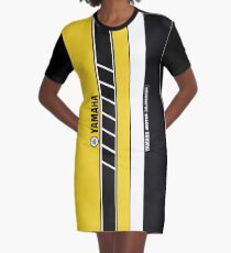 Team Yamaha Black and Yellow Graphic T-Shirt Dress