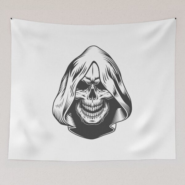 Item preview, Skull on the Hood skeleton Horror scarf for bikers designed and sold by TheFlipRepublic.