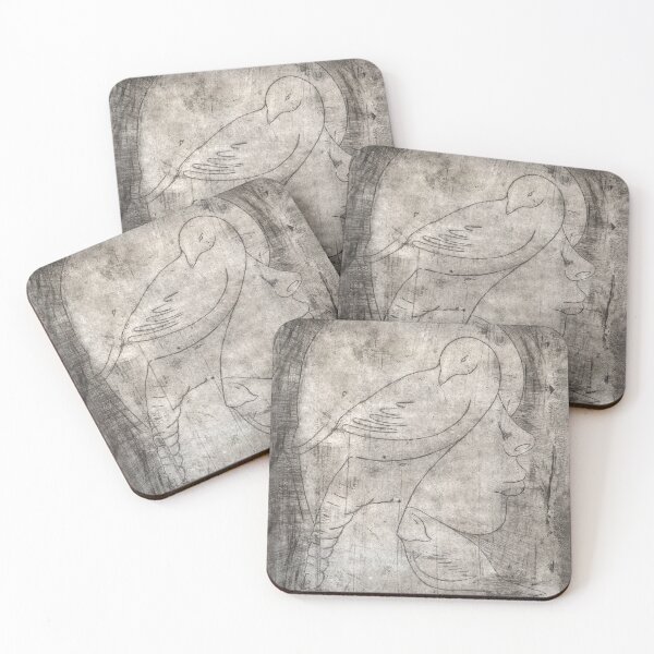 The animals and the young woman Coasters (Set of 4)