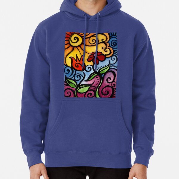 Colorful Summer Sun Flowers Pullover Hoodie