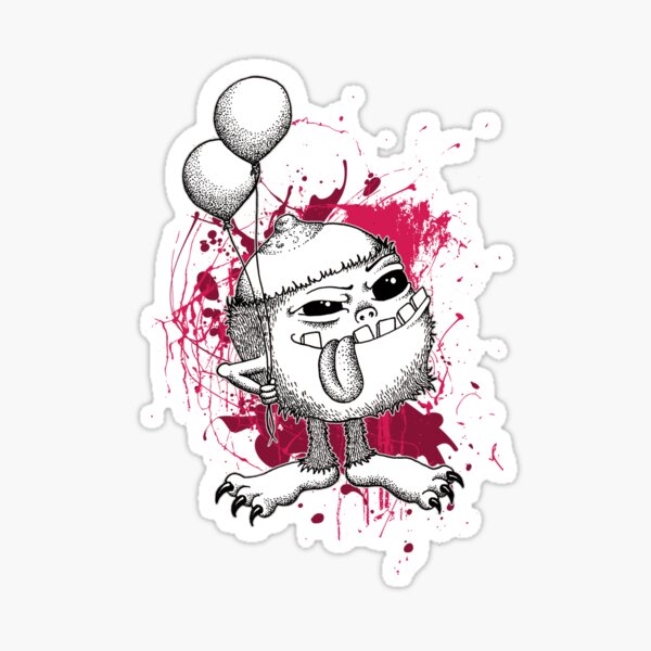 Item preview, Funny Boobie Monster breatfeeding humor ink illustration designed and sold by RedFinchDesigns.