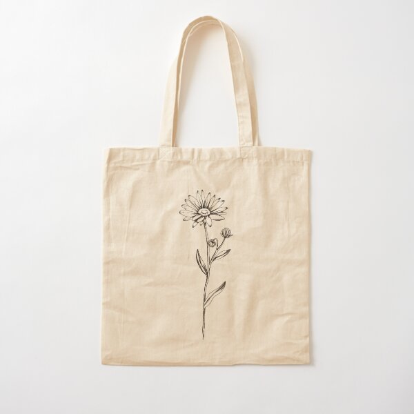 Neutral Wild Flower Cotton Tote Bag