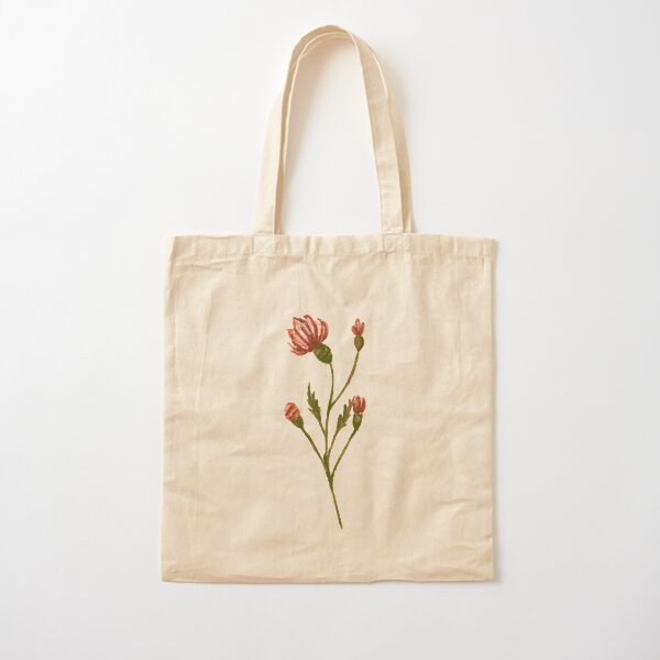Red Wild Flower Digital Illustration Cotton Tote Bag