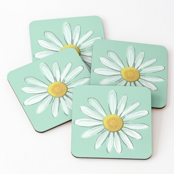 Item preview, Daisy seamless pattern on fresh mint background designed and sold by Artyerke.