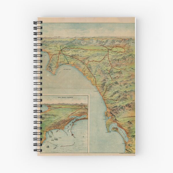 Item preview, Old Southern California Coast Map (1897) Vintage San Pedro to San Diego Coastal Atlas designed and sold by BravuraMedia.