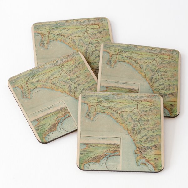 Item preview, Old Southern California Coast Map (1897) Vintage San Pedro to San Diego Coastal Atlas designed and sold by BravuraMedia.