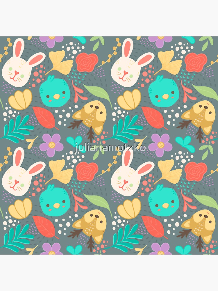 Cute Woodland Animals Spring Pattern by julianamotzko