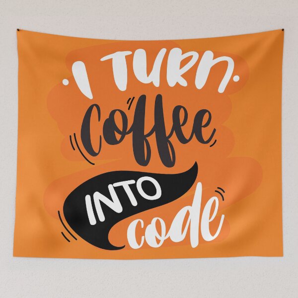 Item preview, I turn coffee into code - orange designed and sold by Code  Monkeys.