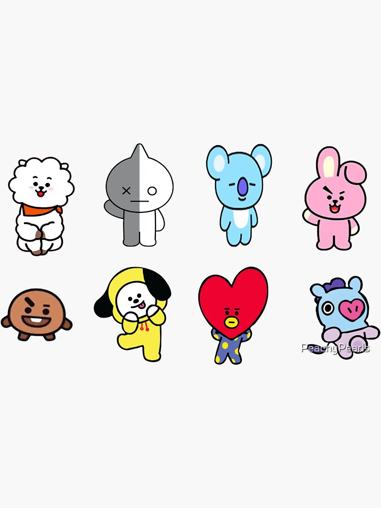 Bt Bts Characters Sticker For Sale By Peachypearls Redbubble