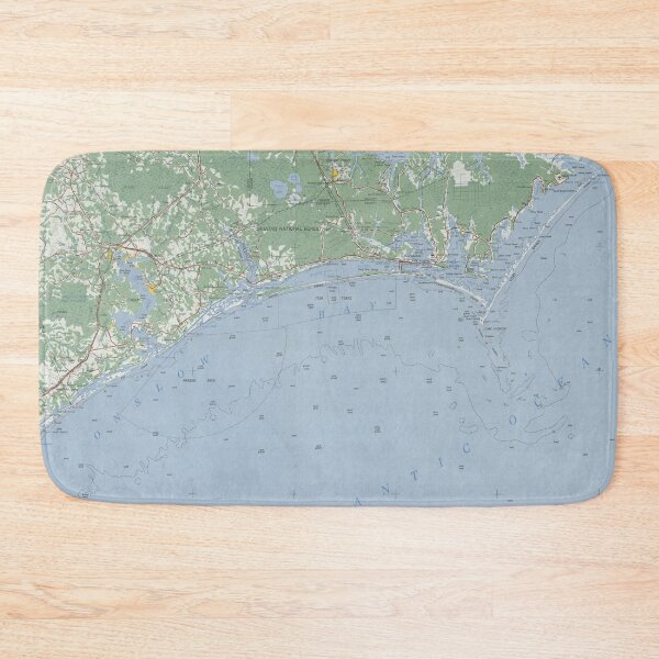 Item preview, Old Southern North Carolina Coast Map (1953) Vintage Coastal NC Atlas designed and sold by BravuraMedia.