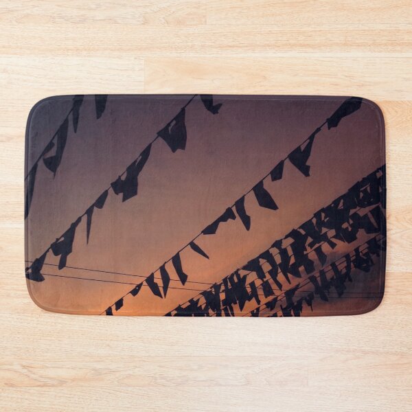 Item preview, sunset sky and banners at a festival designed and sold by elisthetic.