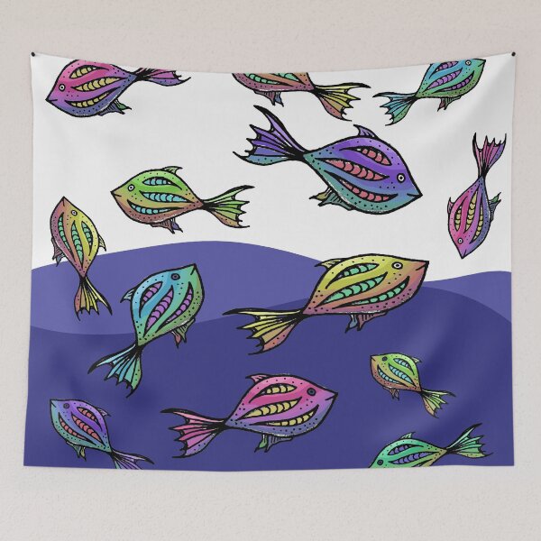 Item preview, Amazing sea fishes pattern designed and sold by hvasilevshop.