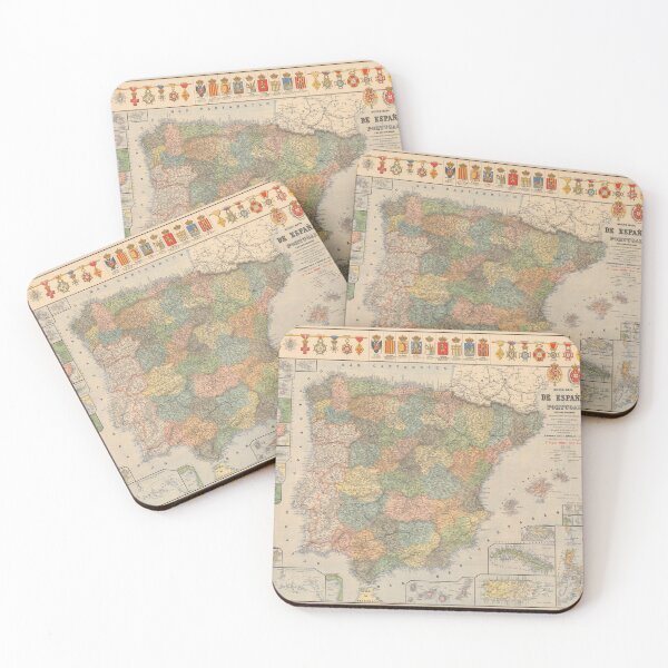 Item preview, Old Spain Map (1892) Vintage Spanish Family Crests Chart designed and sold by BravuraMedia.