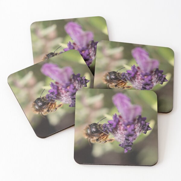 Item preview, Red mason bee on lavender designed and sold by GreyFeatherPhot.