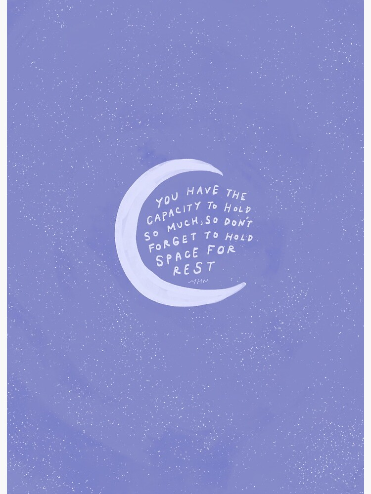 Hold space for rest - inspirational quote - purple lavender moon and stars  art Art Board Print for Sale by Morgan Harper Nichols