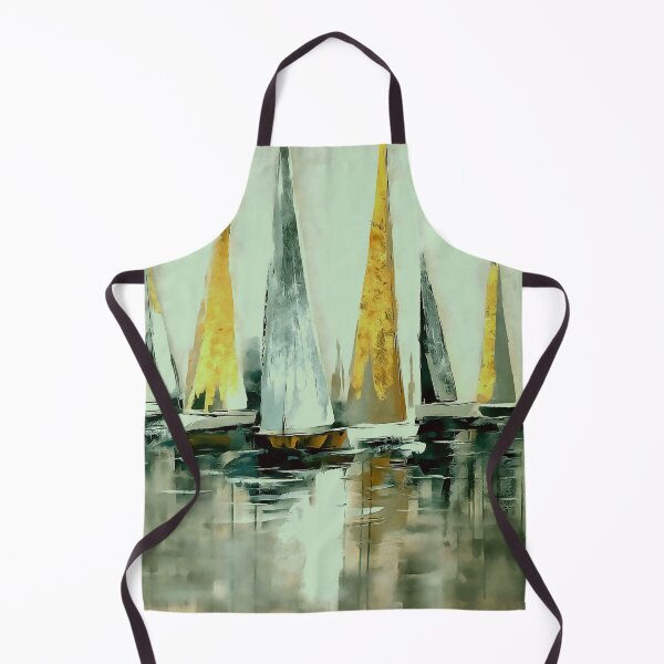 Item preview, Blue Flaxen Yellow And Greige Sails on Still Water Painting designed and sold by taiche.
