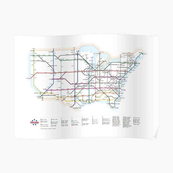 U.S. Interstate Highways as a Subway Map Poster