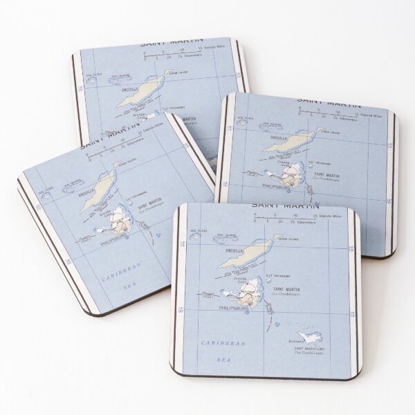 Item preview, Old St Martin, Anguilla & St Barts Island Map (1960) Caribbean Isles Vintage Chart designed and sold by BravuraMedia.
