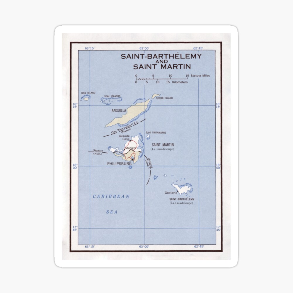 Vintage Map of St Barts Island (1785) Art Print by BravuraMedia