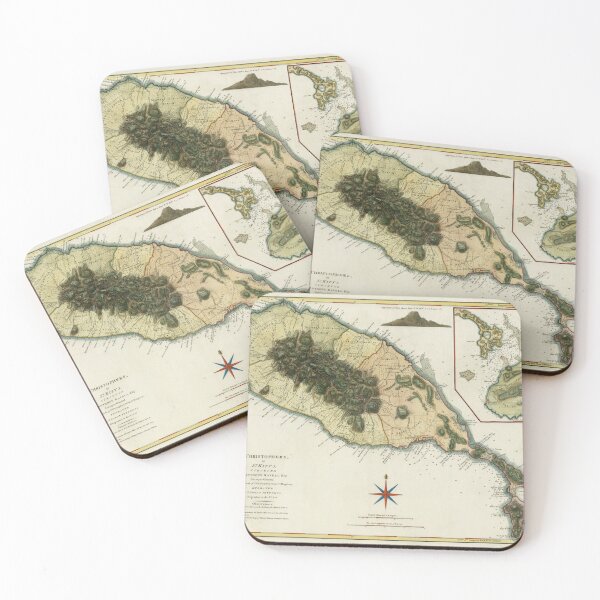Item preview, Old St Kitts Map (1794) Vintage Saint Christopher Island Atlas designed and sold by BravuraMedia.