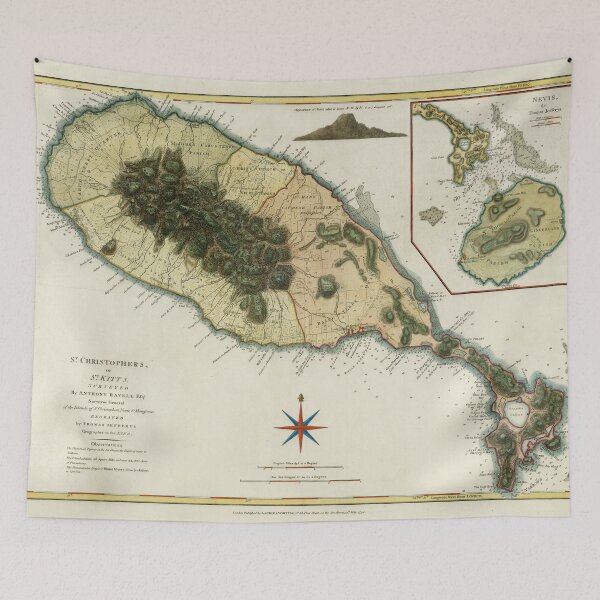 Item preview, Old St Kitts Map (1794) Vintage Saint Christopher Island Atlas designed and sold by BravuraMedia.