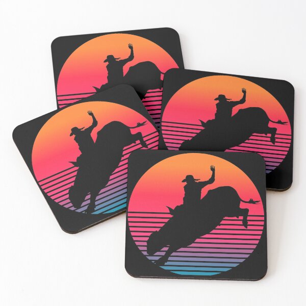 Item preview, Bull Rider Retro Synthwave Sunset designed and sold by geoji.