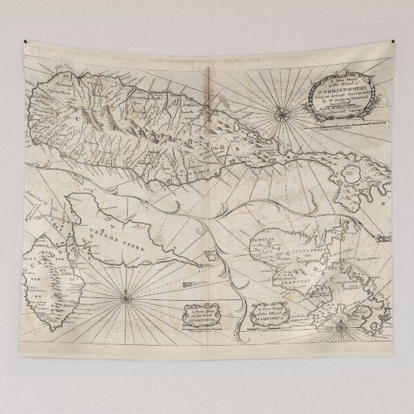 Item preview, Old St Kitts, Guadeloupe & Martinique Map (1794) Vintage French West Indies Islands Chart designed and sold by BravuraMedia.