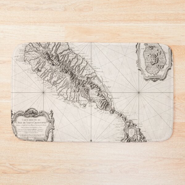 Item preview, Old St Kitts Map (1758) Vintage Saint Christopher Island Atlas designed and sold by BravuraMedia.