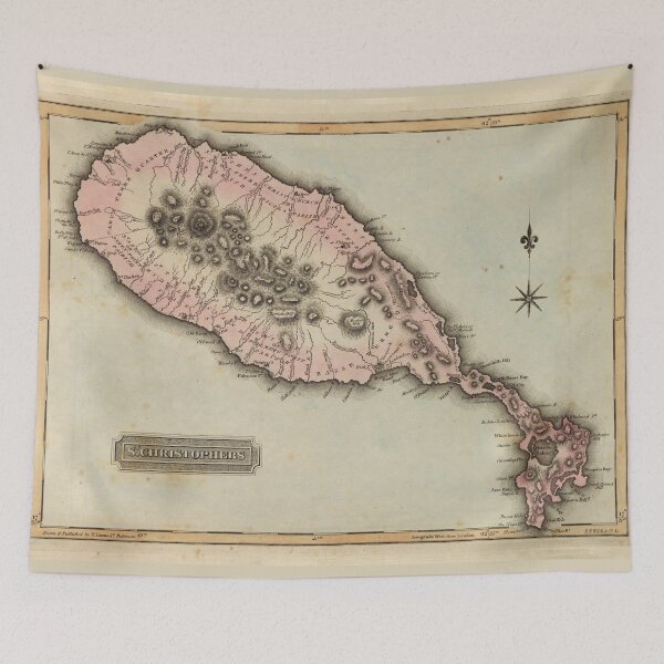 Item preview, Old St Kitts Map (1823) Vintage Saint Christopher Island Atlas designed and sold by BravuraMedia.