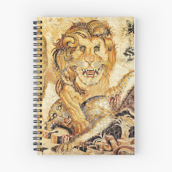 Item preview, LION ATTACKING LEOPARD  Pompeii Antique Roman Mosaics designed and sold by BulganLumini.