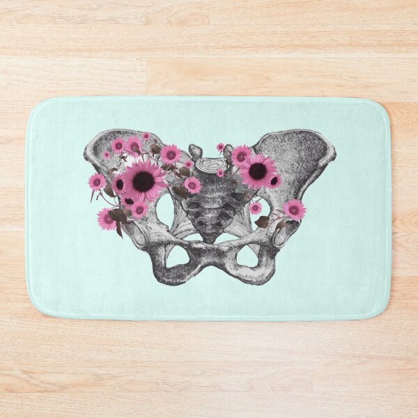 Item preview, Female bones of the pelvis, Pink flowers Feminism, anatomy, skeleton, anatomical art designed and sold by Collagedream.
