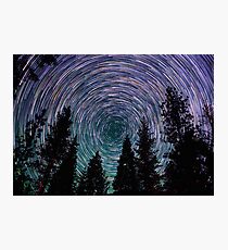 Polaris Star Trails Over Forest in King's Canyon Photographic Print
