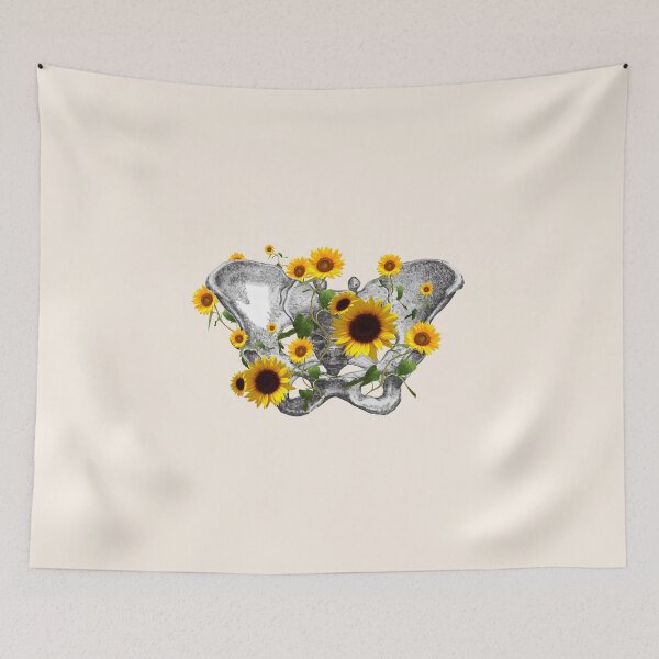 Item preview, Feminism, anatomy, anatomical art, sunflowers female bones of the pelvis designed and sold by Collagedream.