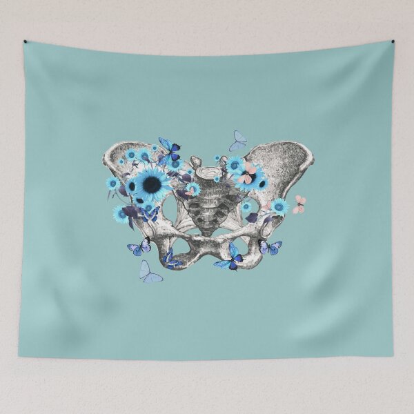 Item preview, Female bones of the pelvis, blue flowers Feminism, anatomy, anatomical art, daisy  designed and sold by Collagedream.