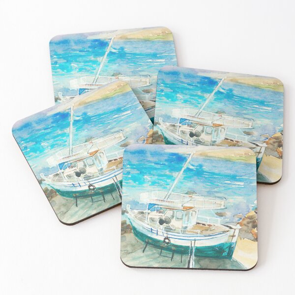 Item preview, Beach of Italy. Boat on the Sand. Warm Maditerranean. designed and sold by ZheltakovaIana.