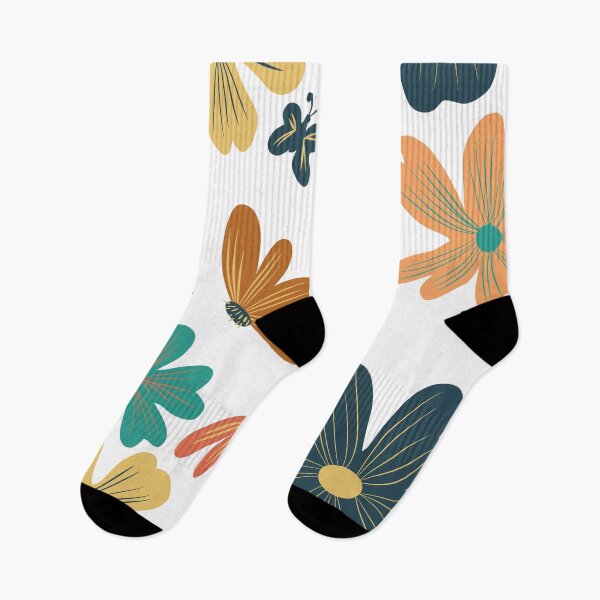 Item preview, Colorful Butterflies and Flowers Pattern in Red, Orange, Dark Blue, Teal and Red designed and sold by cozycaroline.