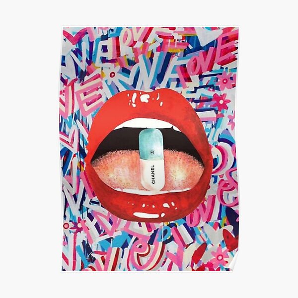Pill and Lip fashion poster Poster