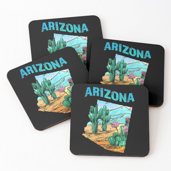Item preview, Arizona State Map Shape with Cactus Flower & Desert (US States Collection, Distressed Style) designed and sold by gumdrop-go.