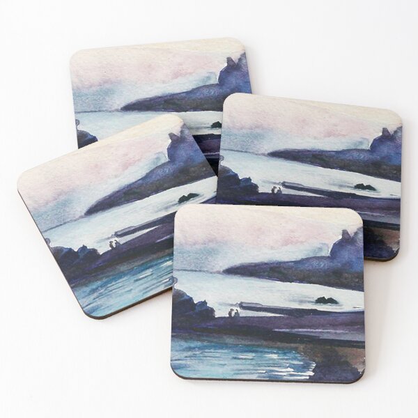 Item preview, Rocks and Night. Cold Seascape. Rocks and Bay,  watercolor Seascape. designed and sold by ZheltakovaIana.