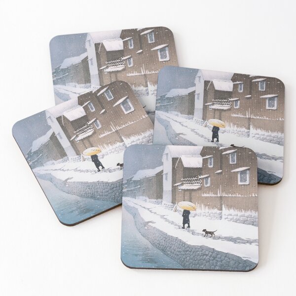 Item preview, Snow at Shinkawabata Handa Bishu by Kawase Hasui designed and sold by Ukiyo-Studio.